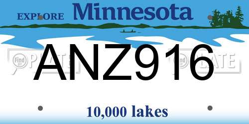 ANZ916 Minnesota License Plate