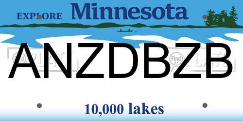 ANZDBZB Minnesota License Plate