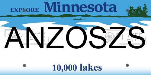 ANZOSZS Minnesota License Plate