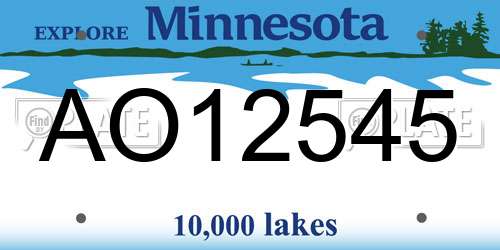 AO12545 Minnesota License Plate