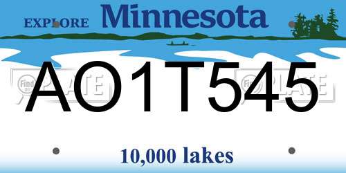 AO1T545 Minnesota License Plate