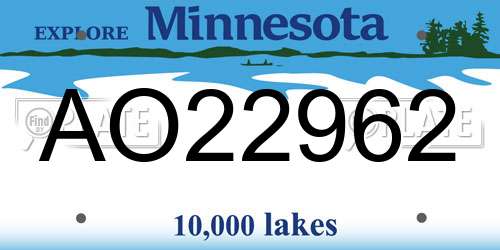 AO22962 Minnesota License Plate