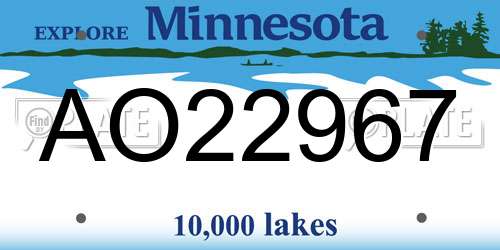 AO22967 Minnesota License Plate