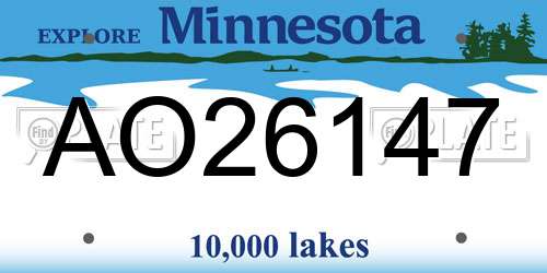 AO26147 Minnesota License Plate