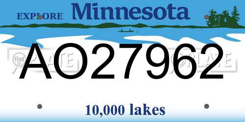AO27962 Minnesota License Plate