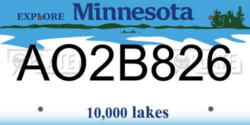AO2B826 Minnesota License Plate