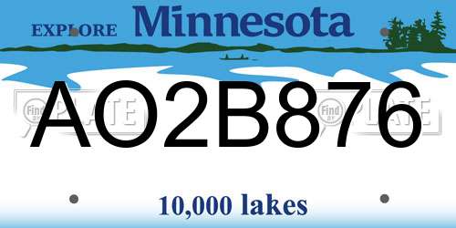 AO2B876 Minnesota License Plate