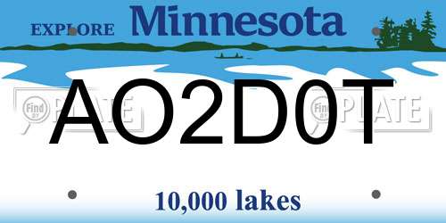 AO2D0T Minnesota License Plate
