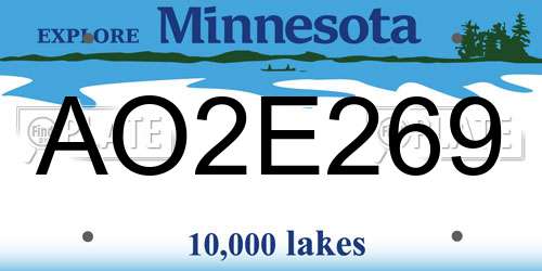 AO2E269 Minnesota License Plate