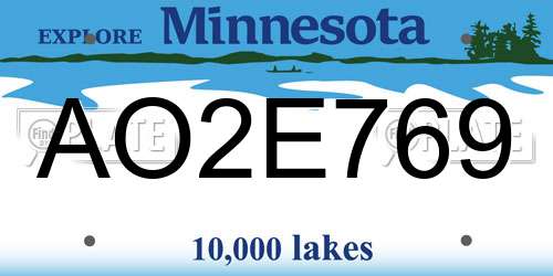 AO2E769 Minnesota License Plate