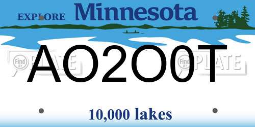 AO2O0T Minnesota License Plate