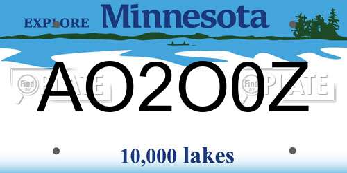 AO2O0Z Minnesota License Plate