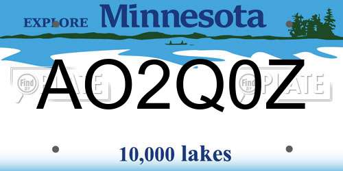 AO2Q0Z Minnesota License Plate