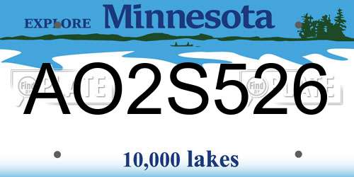 AO2S526 Minnesota License Plate