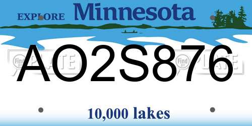 AO2S876 Minnesota License Plate