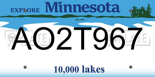 AO2T967 Minnesota License Plate