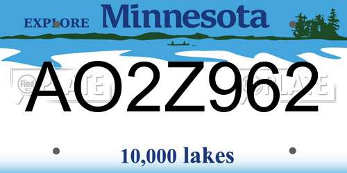 AO2Z962 Minnesota License Plate