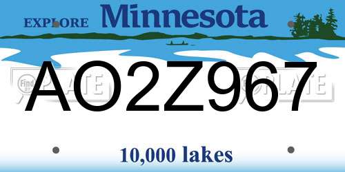 AO2Z967 Minnesota License Plate