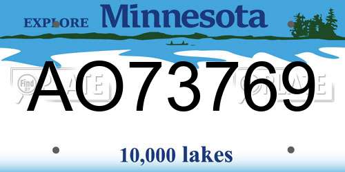 AO73769 Minnesota License Plate