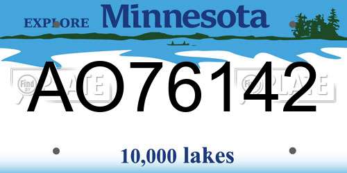 AO76142 Minnesota License Plate