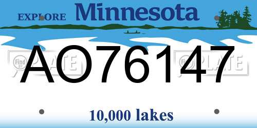 AO76147 Minnesota License Plate