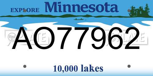 AO77962 Minnesota License Plate