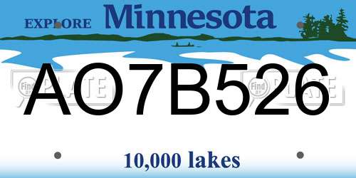 AO7B526 Minnesota License Plate