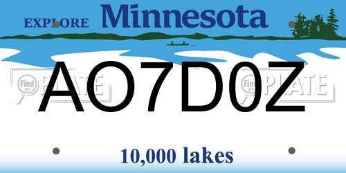 AO7D0Z Minnesota License Plate