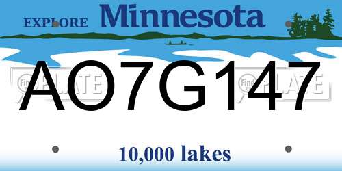 AO7G147 Minnesota License Plate