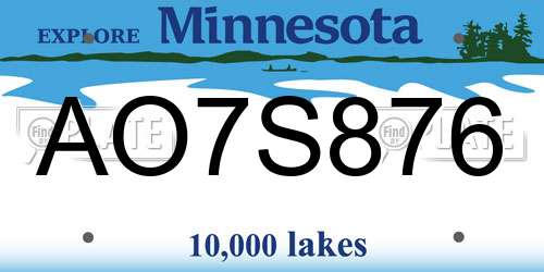 AO7S876 Minnesota License Plate