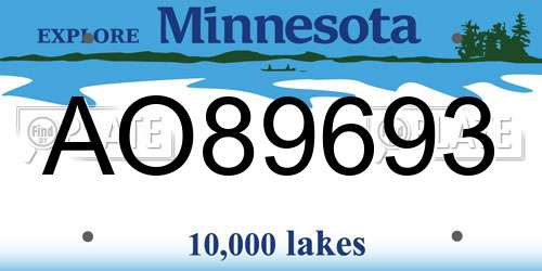 AO89693 Minnesota License Plate