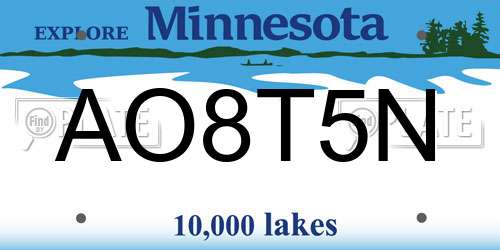 AO8T5N Minnesota License Plate