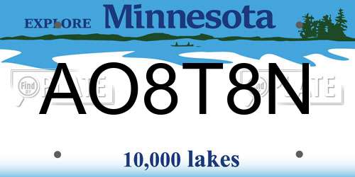 AO8T8N Minnesota License Plate