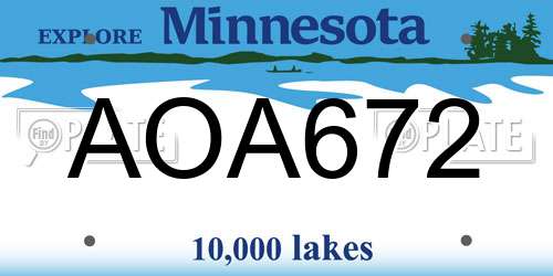 AOA672 Minnesota License Plate