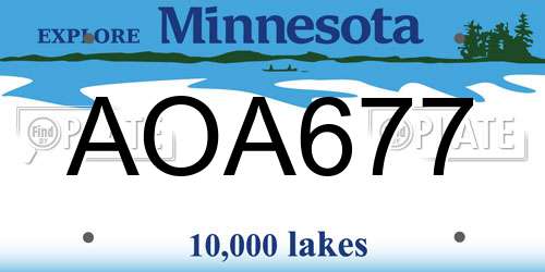 AOA677 Minnesota License Plate