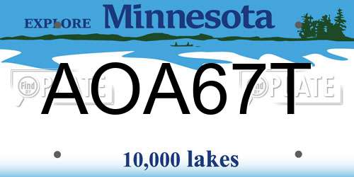 AOA67T Minnesota License Plate