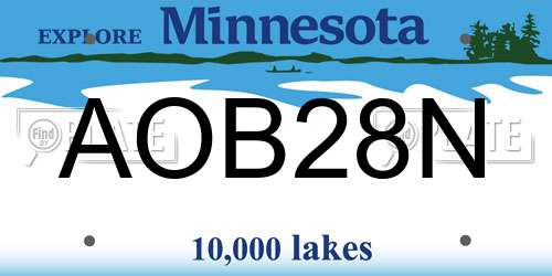 AOB28N Minnesota License Plate