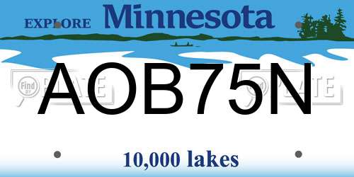 AOB75N Minnesota License Plate