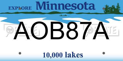 AOB87A Minnesota License Plate