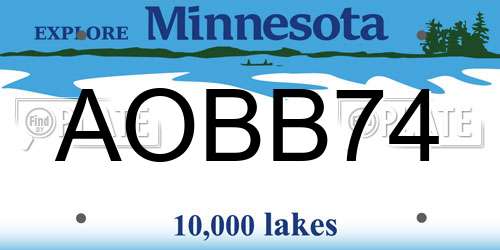 AOBB74 Minnesota License Plate