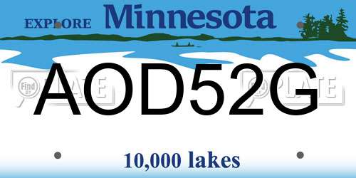AOD52G Minnesota License Plate
