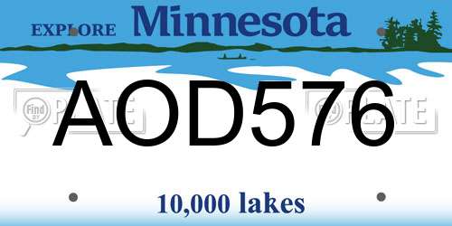 AOD576 Minnesota License Plate