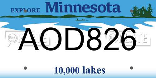 AOD826 Minnesota License Plate