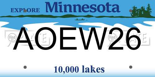 AOEW26 Minnesota License Plate