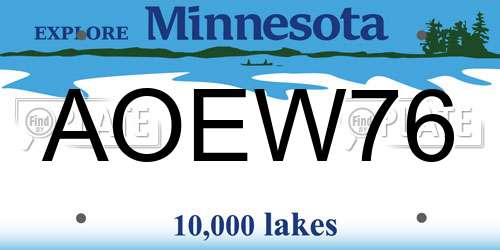 AOEW76 Minnesota License Plate