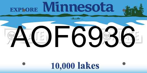 AOF6936 Minnesota License Plate