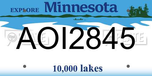 AOI2845 Minnesota License Plate
