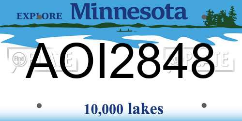 AOI2848 Minnesota License Plate
