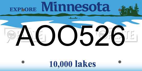 AOO526 Minnesota License Plate
