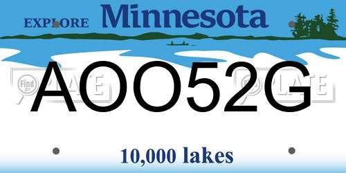 AOO52G Minnesota License Plate